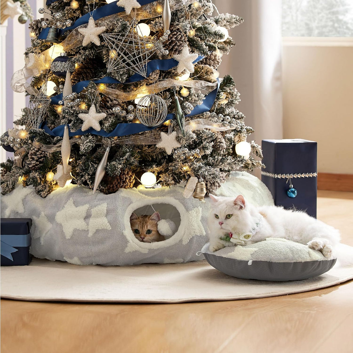 Lesure Cat Tunnel Bed for Indoor Cats - Cute Cat Donut Tunnel Toys for Small Large Cats with