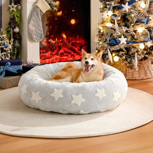 LE SURE Donut Large Dog Bed - Round Cat Beds for Indoor Cats Anti-Anxiety Calming Pet Beds