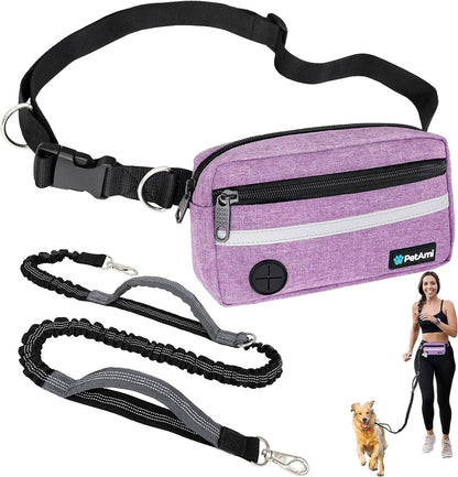 PetAmi Hands Free Dog Leash, Dog Running Leash Belt for Walking Jogging, Dog Waist Zipper Pouch