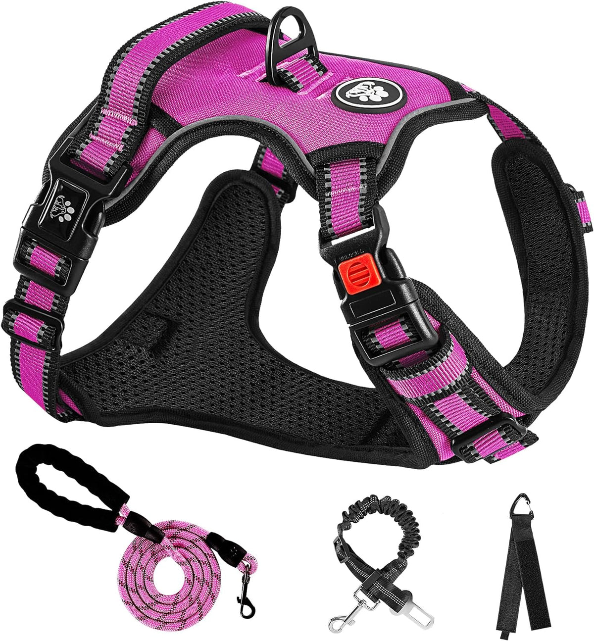 NESTROAD No Pull Dog Harness,Adjustable Oxford Dog Vest Harness with Leash,Reflective No-Choke Pet