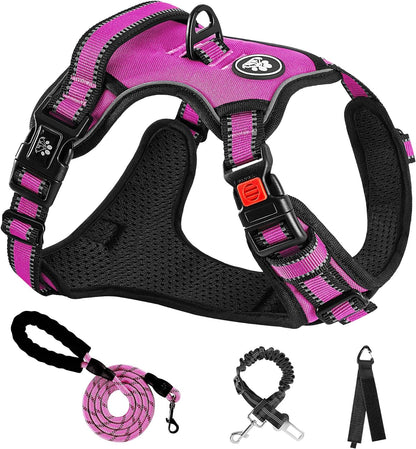 NESTROAD No Pull Dog Harness,Adjustable Oxford Dog Vest Harness with Leash,Reflective No-Choke Pet