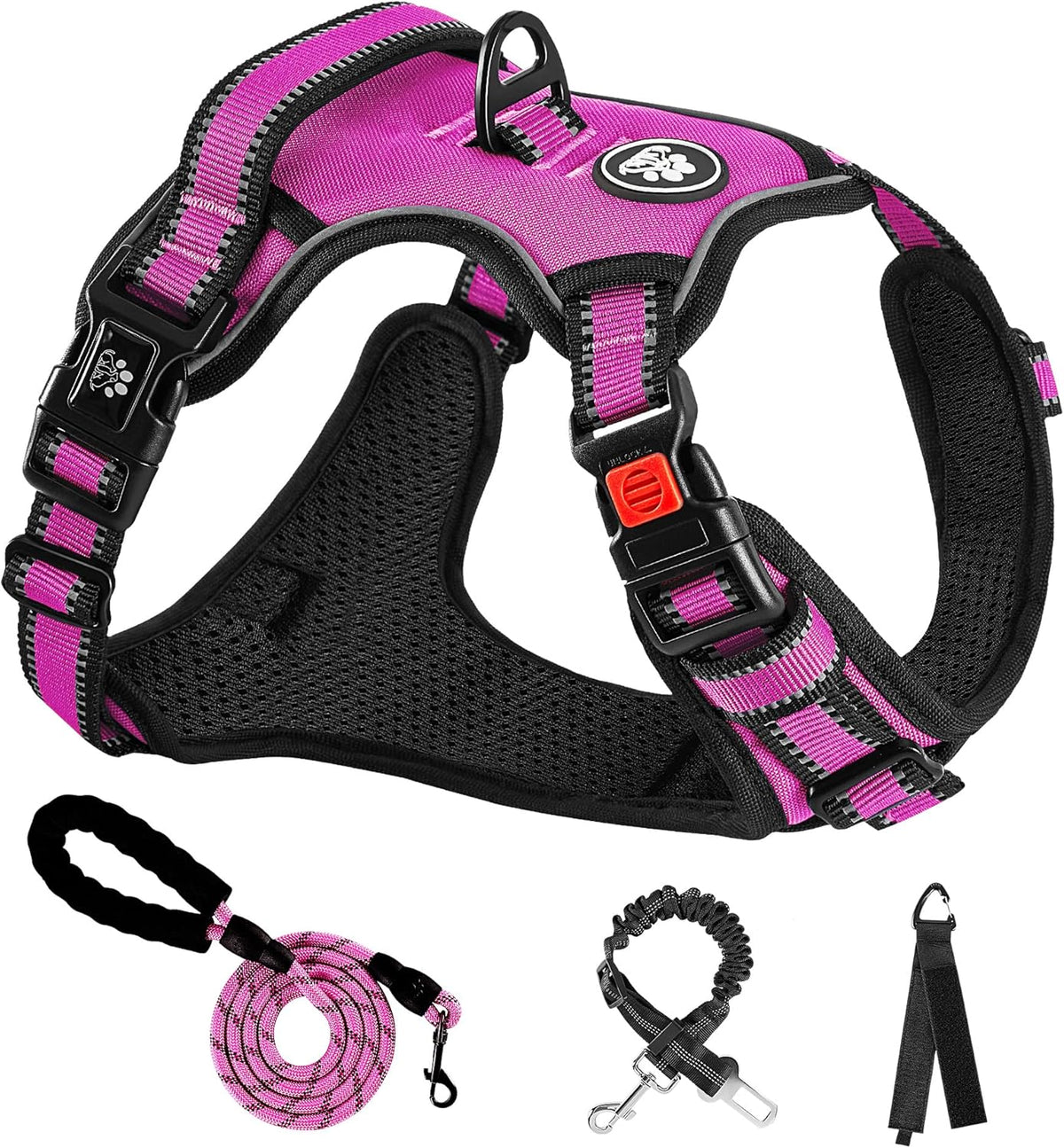 NESTROAD No Pull Dog Harness,Adjustable Oxford Dog Vest Harness with Leash,Reflective No-Choke Pet