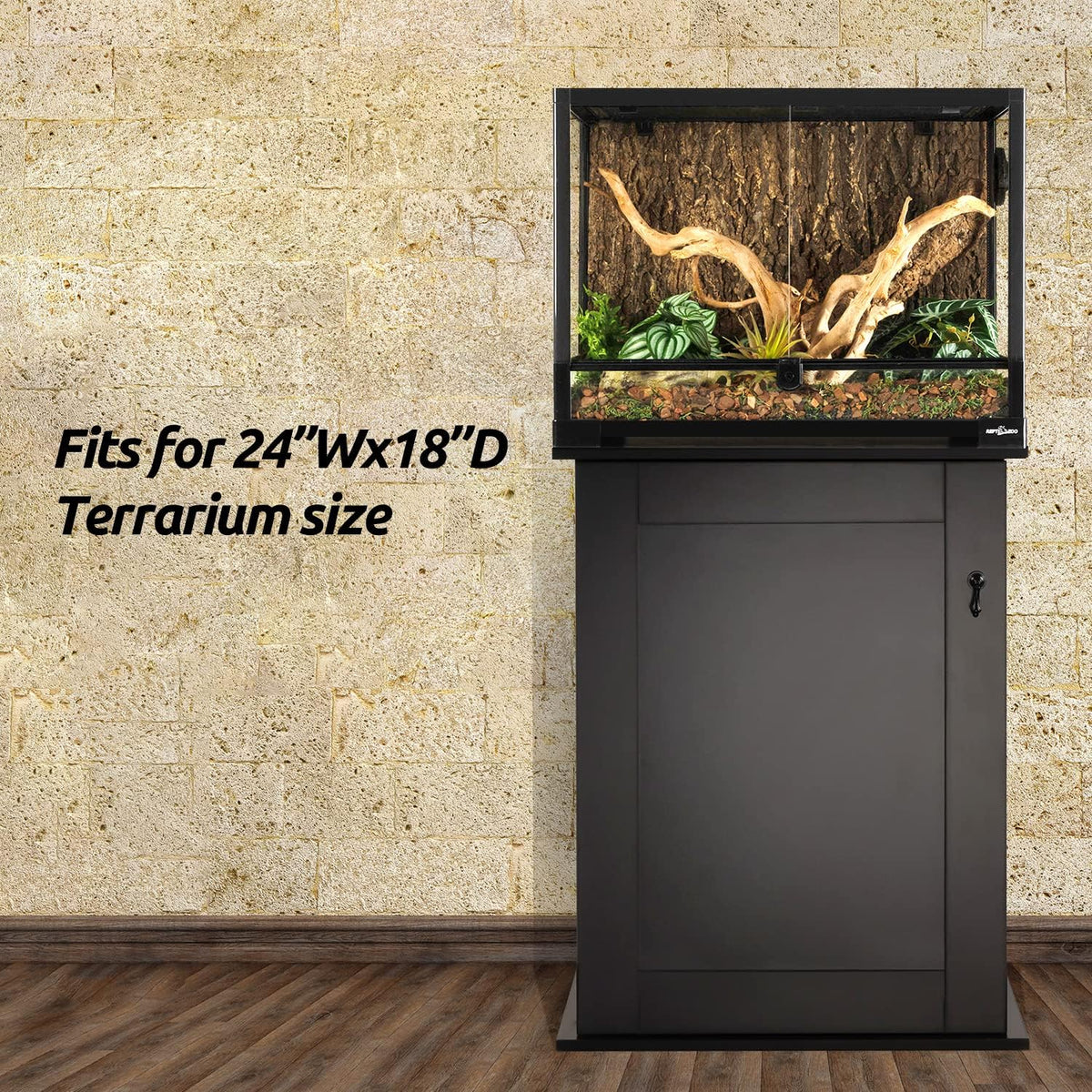 REPTIZOO Reptile Terrarium Stand Wooden Terrarium Cabinet with Storage and Adjustable Shelf