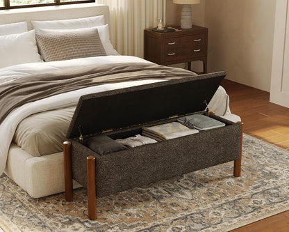 Storage Ottoman Bench, End of Bed Bench for Bedroom, 47" Boucle Upholstered Entryway Shoe Seat