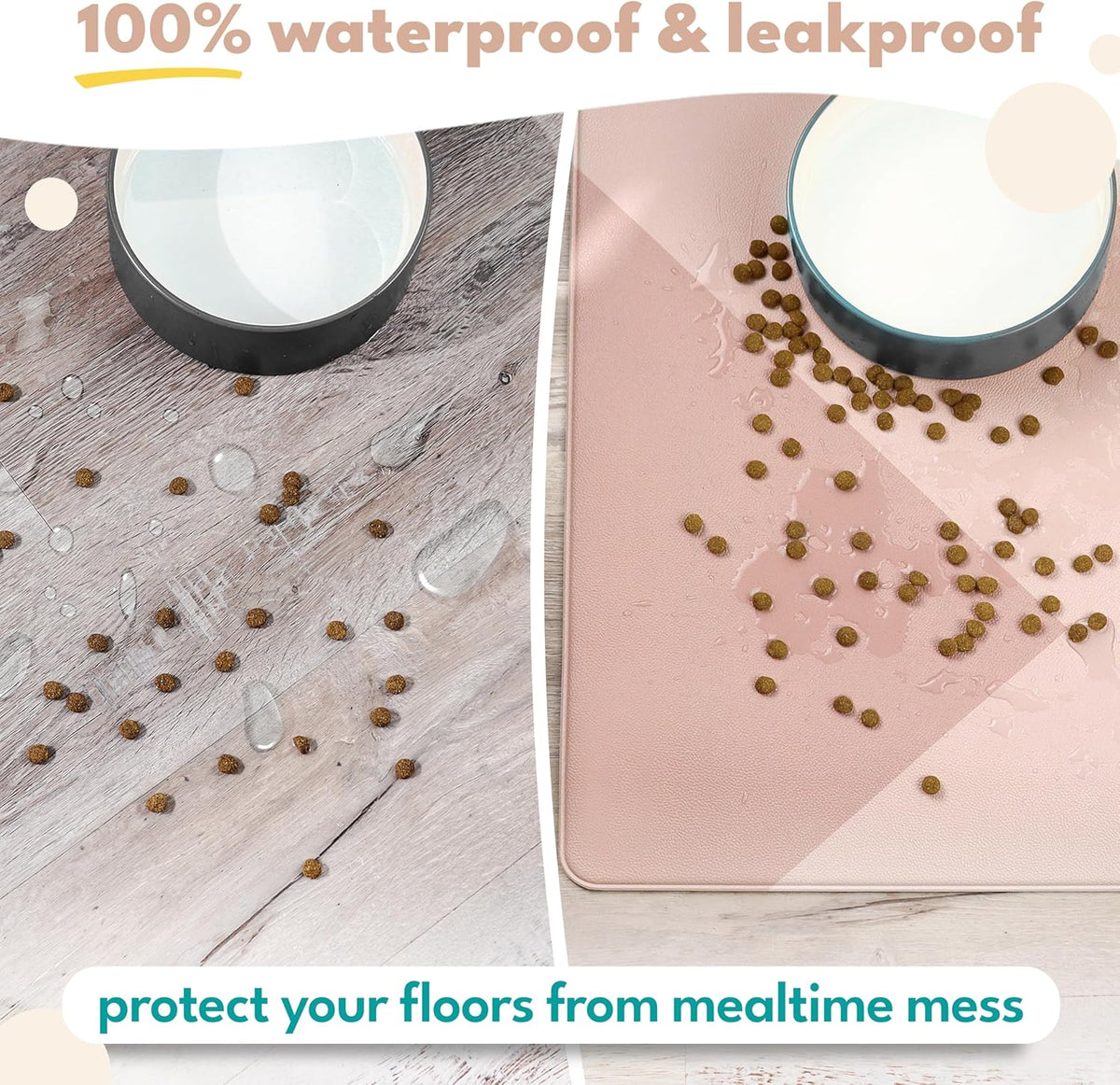 NALALAS Large Dog Mat for Food and Water, Cat Feeding Mat | Large Waterproof Dog Bowl Mat |
