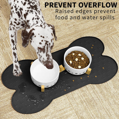 Dog Food Mat Anti-Slip Silicone Dog Bowl Mat Thicker Pet Placemat Waterproof Cat Feeder Pad with
