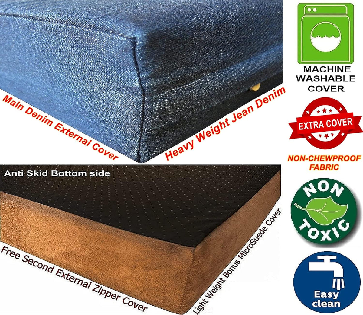 Dogbed4less Large Orthopedic Memory Foam Dog Bed for Medium to Large Dogs with Durable Waterproof