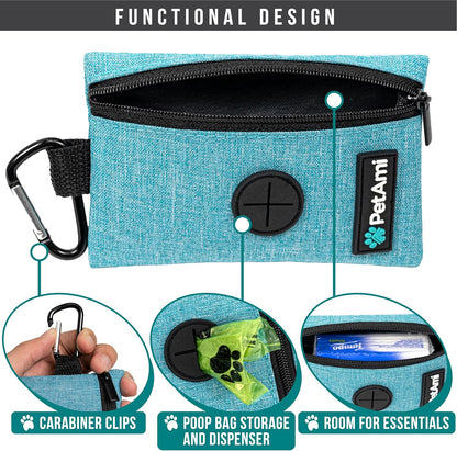 PetAmi Dog Poop Bag Holder for Leash, Dog Waste Bag Dispenser with Clip, Doggy Walking Accessories