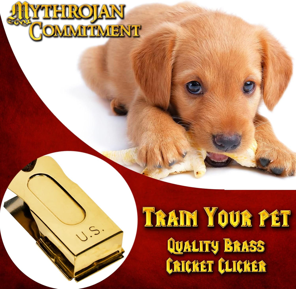 Mythrojan Brass and Steel Pet Training Clicker Puppy Dog Training Cricket Clicker U.S. Engraved WII