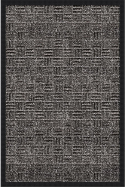 Indoor/Outdoor Hose-Wash Embossed Design Non-Slip Rubber 2x3 Modern Entryway Mat for Entryway