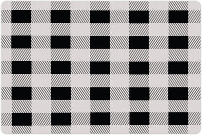 Lunarable Plaid Pet Mat for Food and Water, Monochrome Traditional Lumberjack Pattern Repating