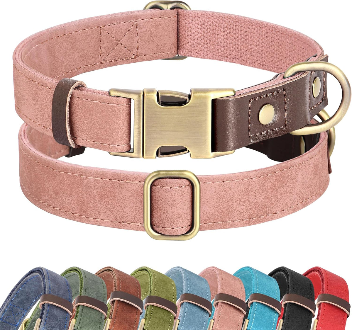 Didog Soft PU Leather Dog Collar for Large Dogs,Classic Adjustable Dog Collars with Quick Release