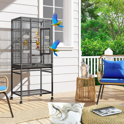 YITAHOME 53.9 inches Metal Bird Cage for Parakeets: Large Parrot Cages with Seed Catcher & Birdcage