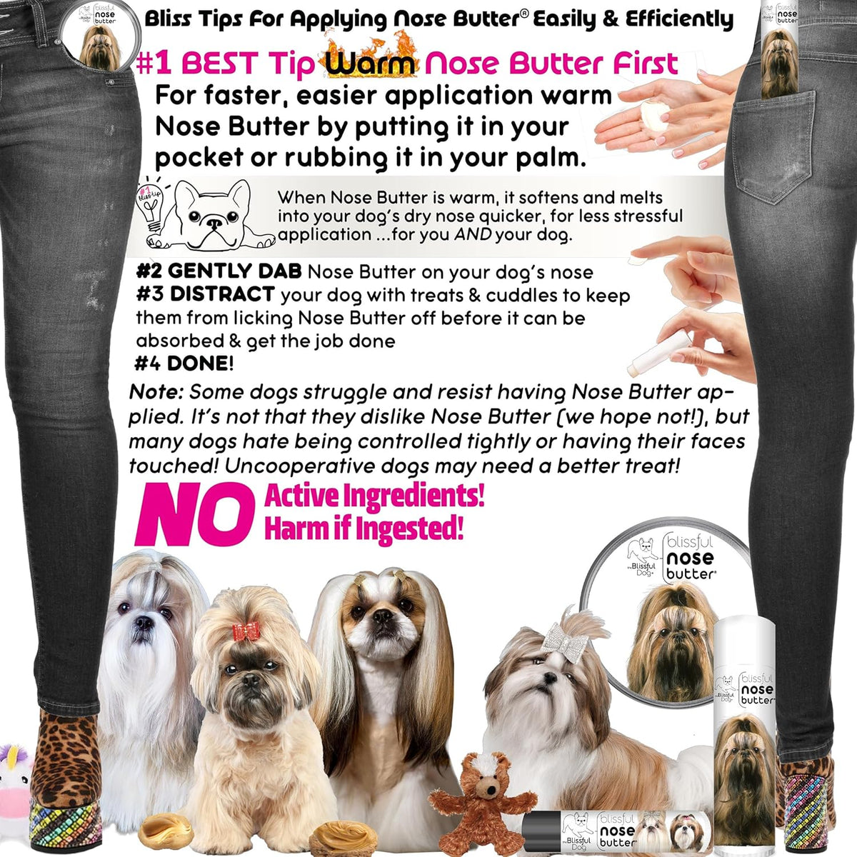The Blissful Dog Shih Tzu Nose Butter for Dry, Cracked Skin, Lick-Safe Dog Nose Balm with