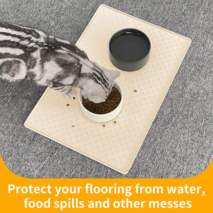 Ptlom Silicone Pet Placemat for Dog and Cat, Waterproof Non-Slip Pet Feeding Bowl Mats for Food and