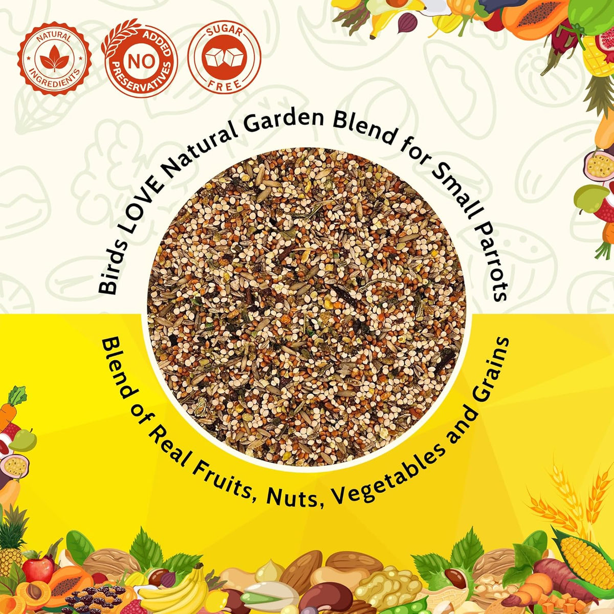 Birds LOVE All Natural Garden Blend Bird Food for Small Birds - Lovebirds, Cockatiels, Parakeets