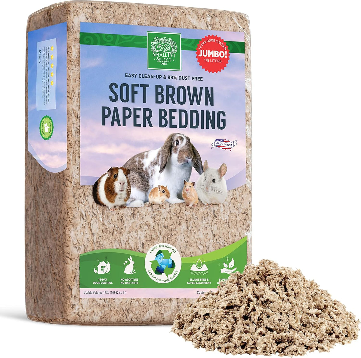 Small Pet Select Premium Small Animal Bedding, Natural Soft Paper Bedding for Small Indoor and