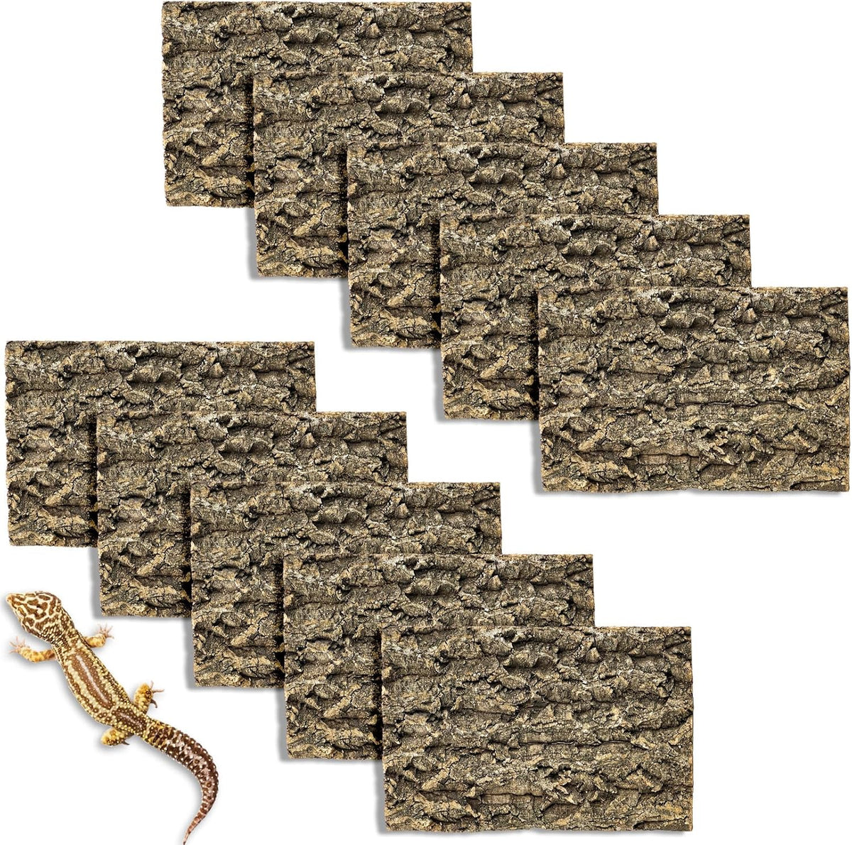 Fhiny 10 PCS Cork Bark Background, 11.6" x 7.7" Natural Cork Bark for Reptiles Bearded Dragon