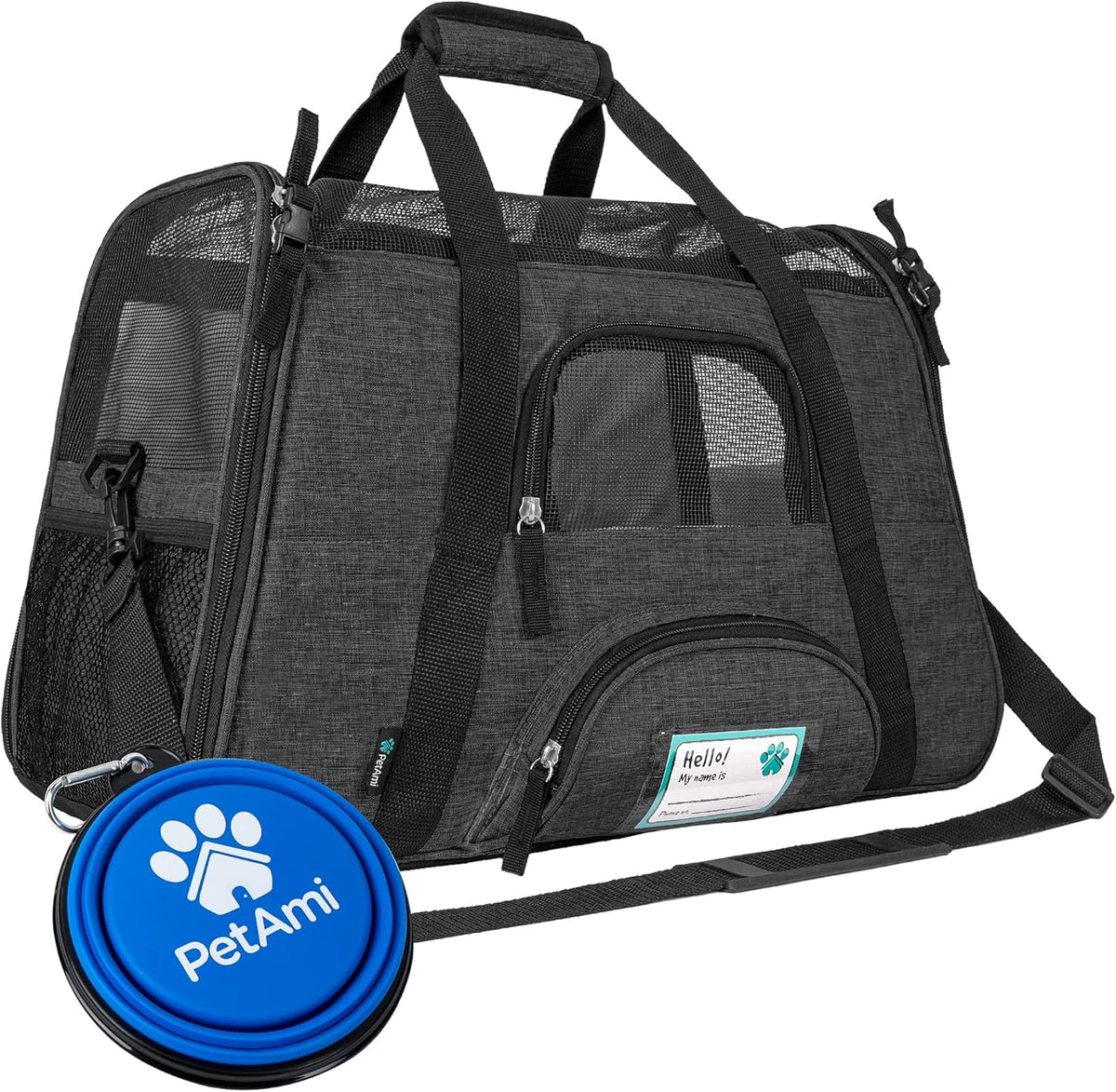 PetAmi Airline Approved Soft Sided Dog & Cat Carrier, Ventilated Pet Carrying Bag - Medium/Large
