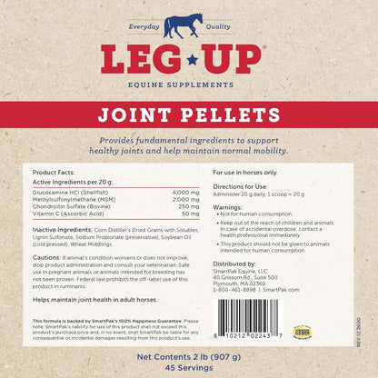 SmartEquine Leg Up Joint Pellets | Joint Support Supplement For Horses | Glucosamine Chondroitin
