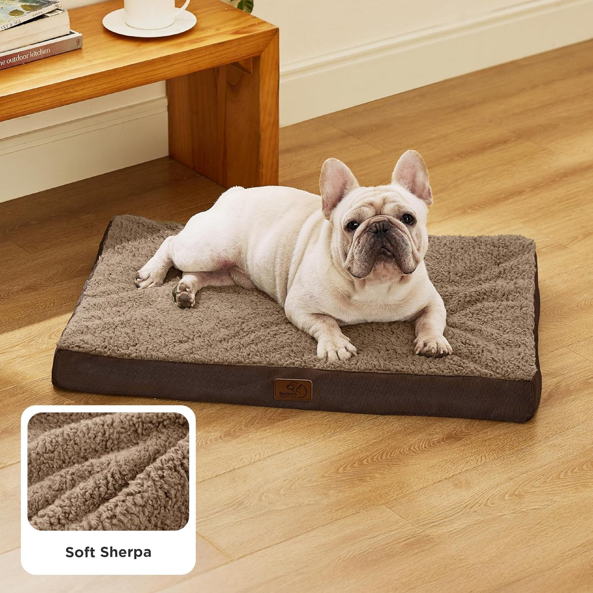 Bedsure Dog Bed Medium Size Dog - Orthopedic Flat Puppy Beds with Removable Washable Cover, Egg