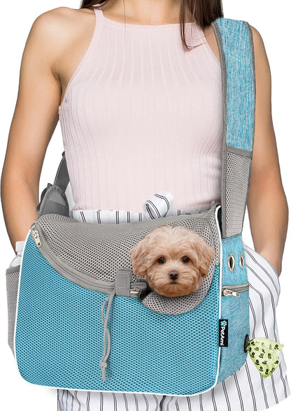 PetAmi Small Dog Sling Carrier, Soft-Sided Crossbody Puppy Carrying Purse Bag, Adjustable Sling Pet