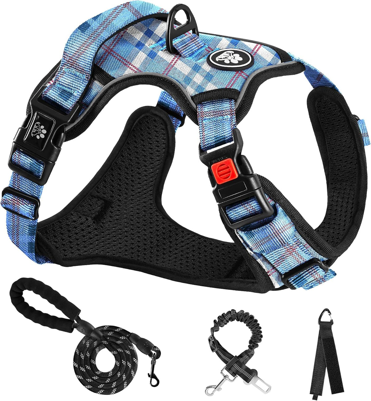 NESTROAD No Pull Dog Harness with Leash, Reflective No Choke Pet Vest Harness,Adjustable Soft