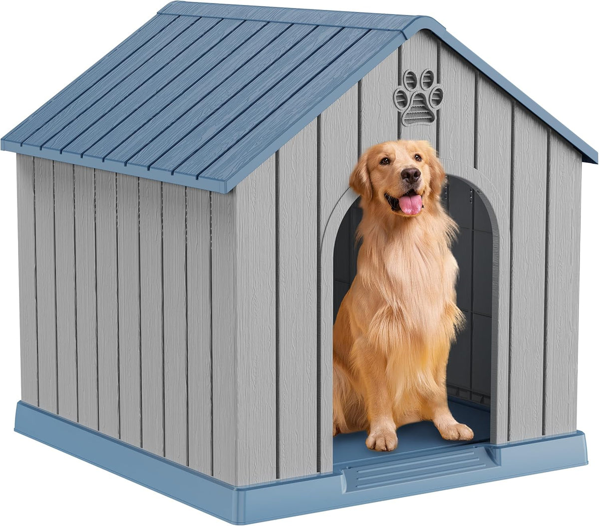 DRATO Indoor Outdoor Waterproof Dog House,PP Material,Puppy Shelter with Air Vents and Elevated