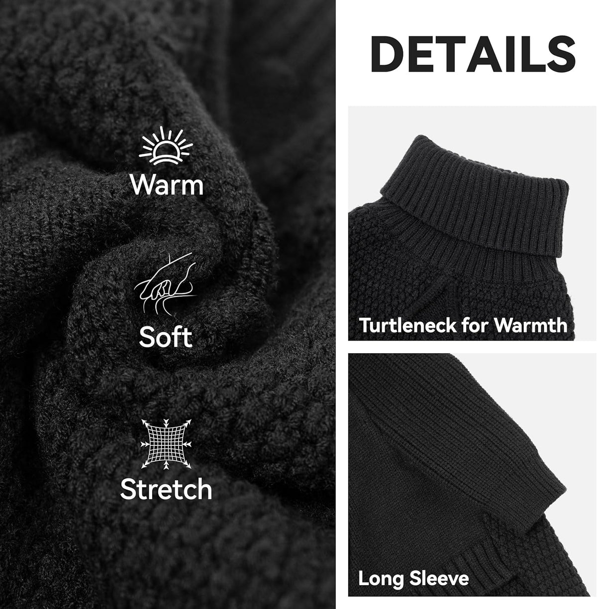 cyeollo Warm Turtleneck Large Dog Sweater, Stretchy & Cozy Knit Doggy Sweater with Sleeves Boy Fall