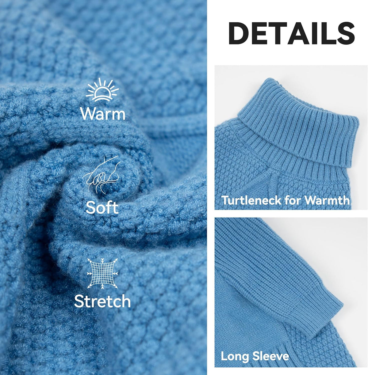 cyeollo Dog Sweaters for Medium Dogs Boy, Stretchy Warm Turtleneck Doggy Clothes for Fall Winter