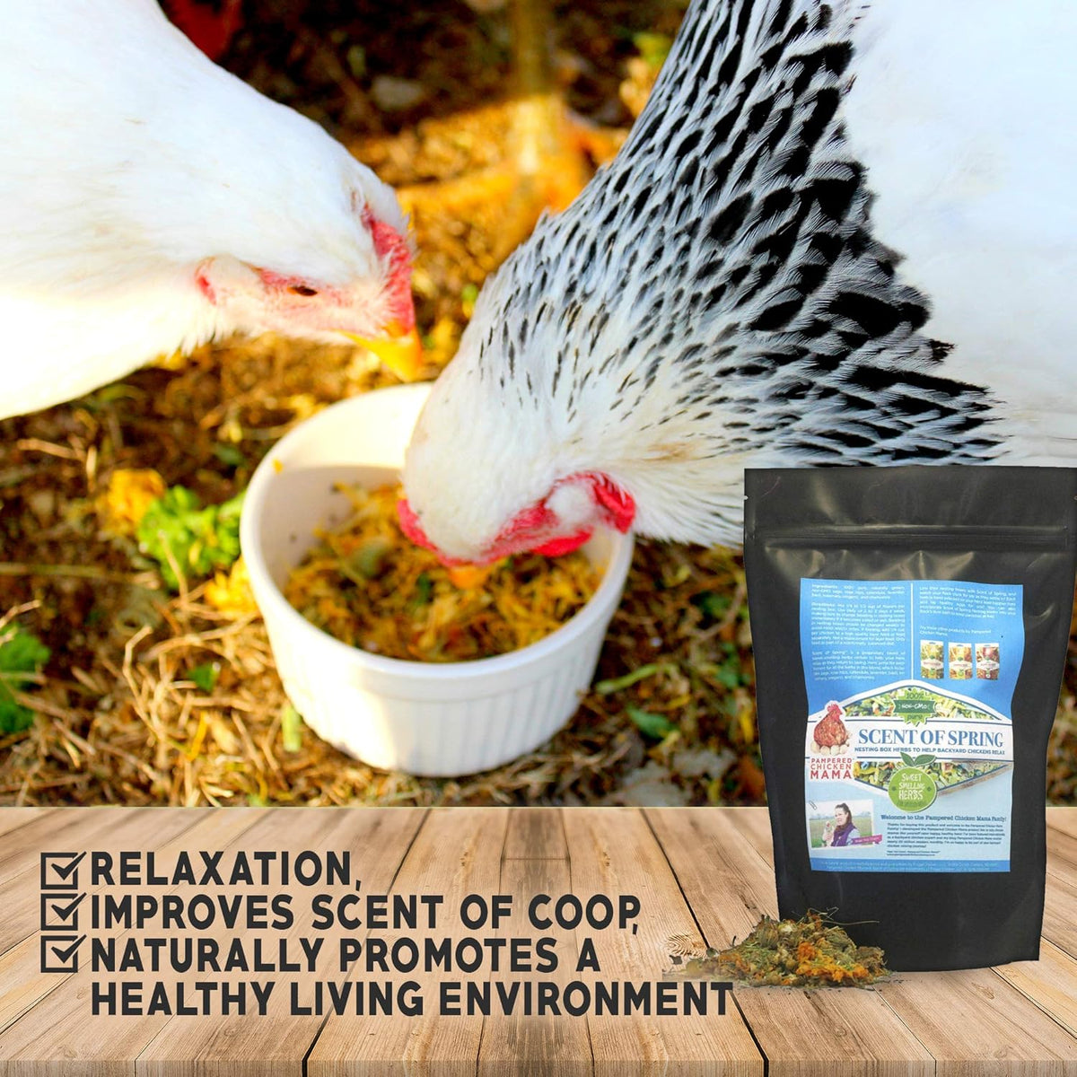 Nesting Herbs for Backyard Chickens 8 pounds - Scent of Spring - Keep Laying Hens Happy, Healthy