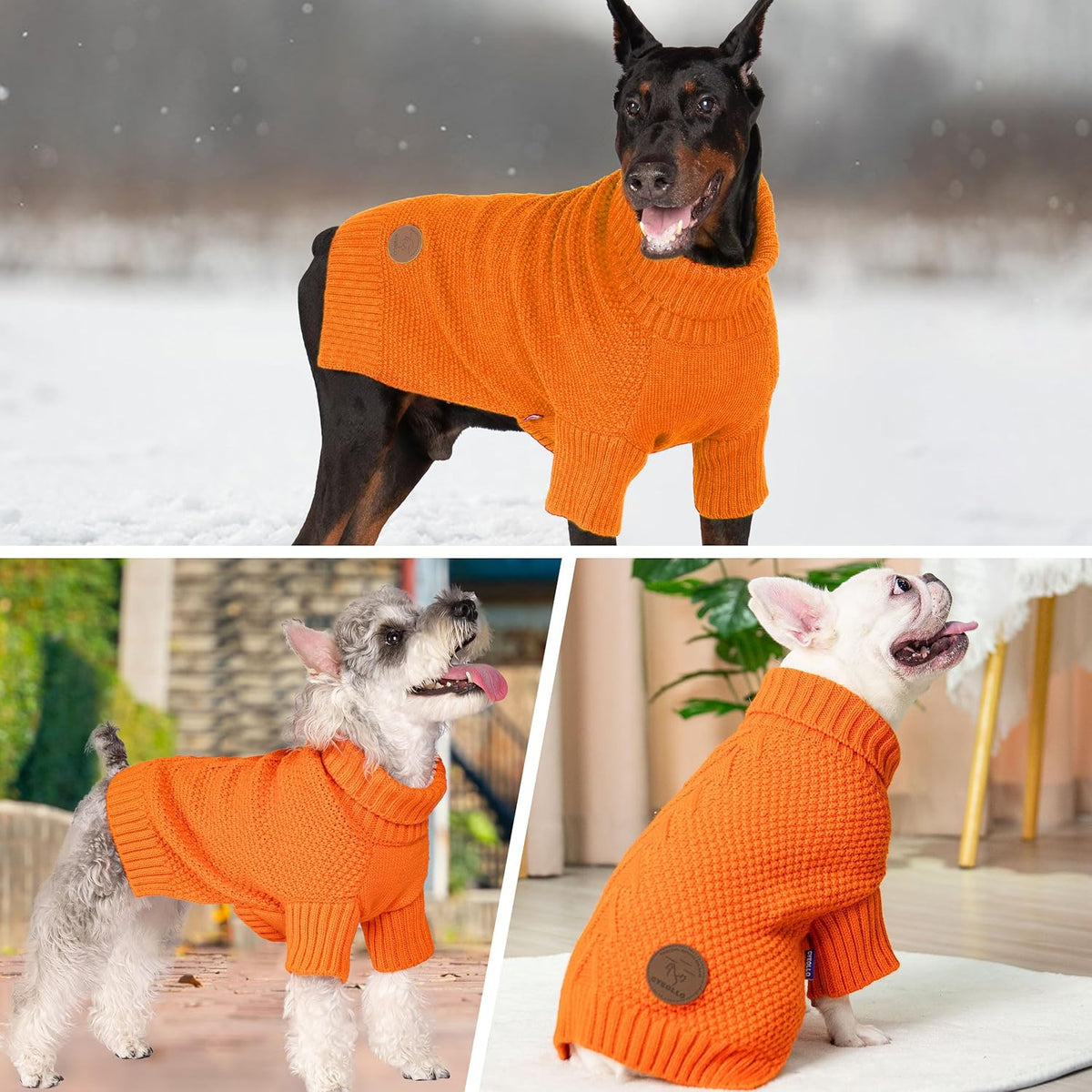 cyeollo Dog Sweater Pullover Turtleneck for Large Dogs, Classic Knitwear Fall Winter Cold Weather
