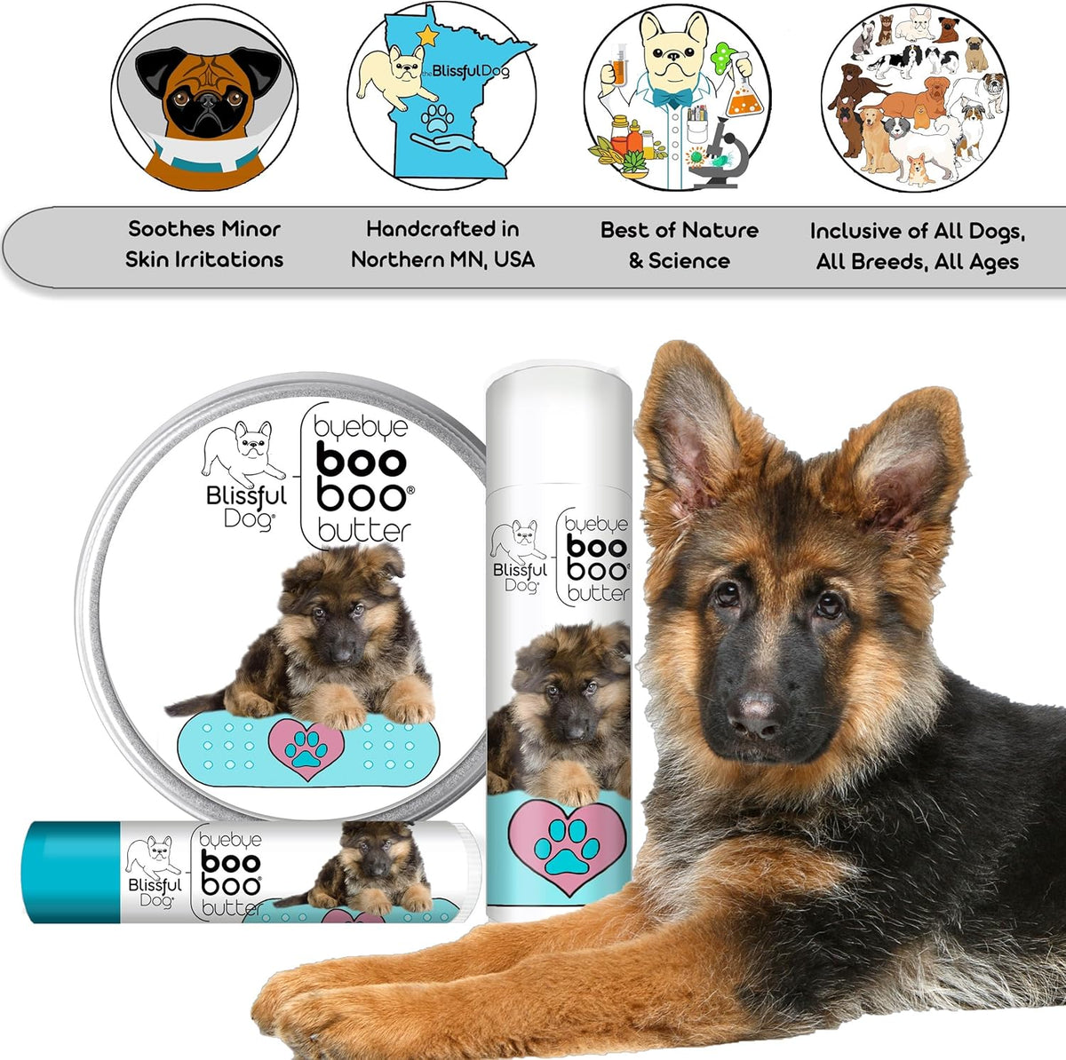 The Blissful Dog 4 oz TIN German Shepherd Booboo Butter