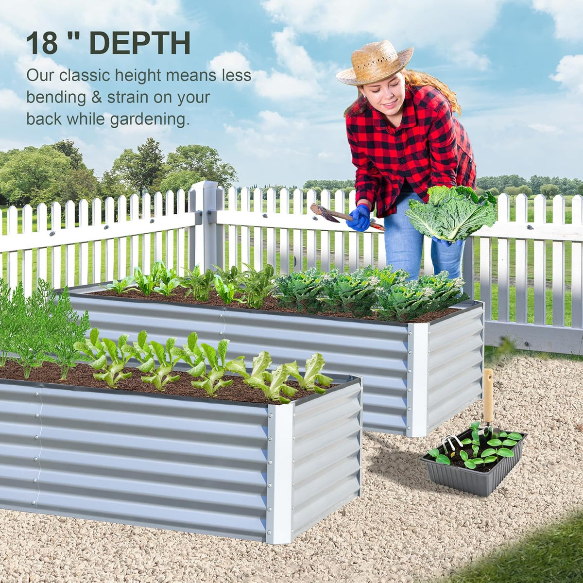 Domi Raised Garden Beds Outdoor, 6x3x1.5Ft Thickening Tall Metal Rectangular Deep Root Box Planter
