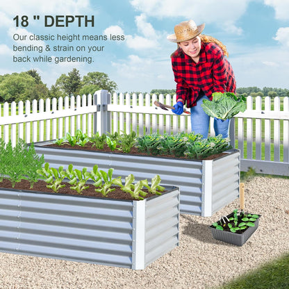 Domi Raised Garden Beds Outdoor, 6x3x1.5Ft Thickening Tall Metal Rectangular Deep Root Box Planter
