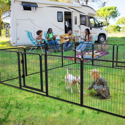 Dog Playpen Outdoor Extra Wide 12 Panels Heavy Duty Dog Fence 32" Height Anti-Rust with Doors