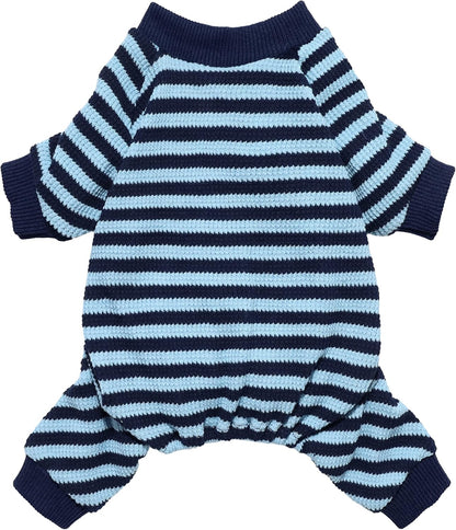 Fitwarm Blue and White Striped Dog Pajamas, Waffle Dog Clothes for Small Dogs Girl Boy, Puppy