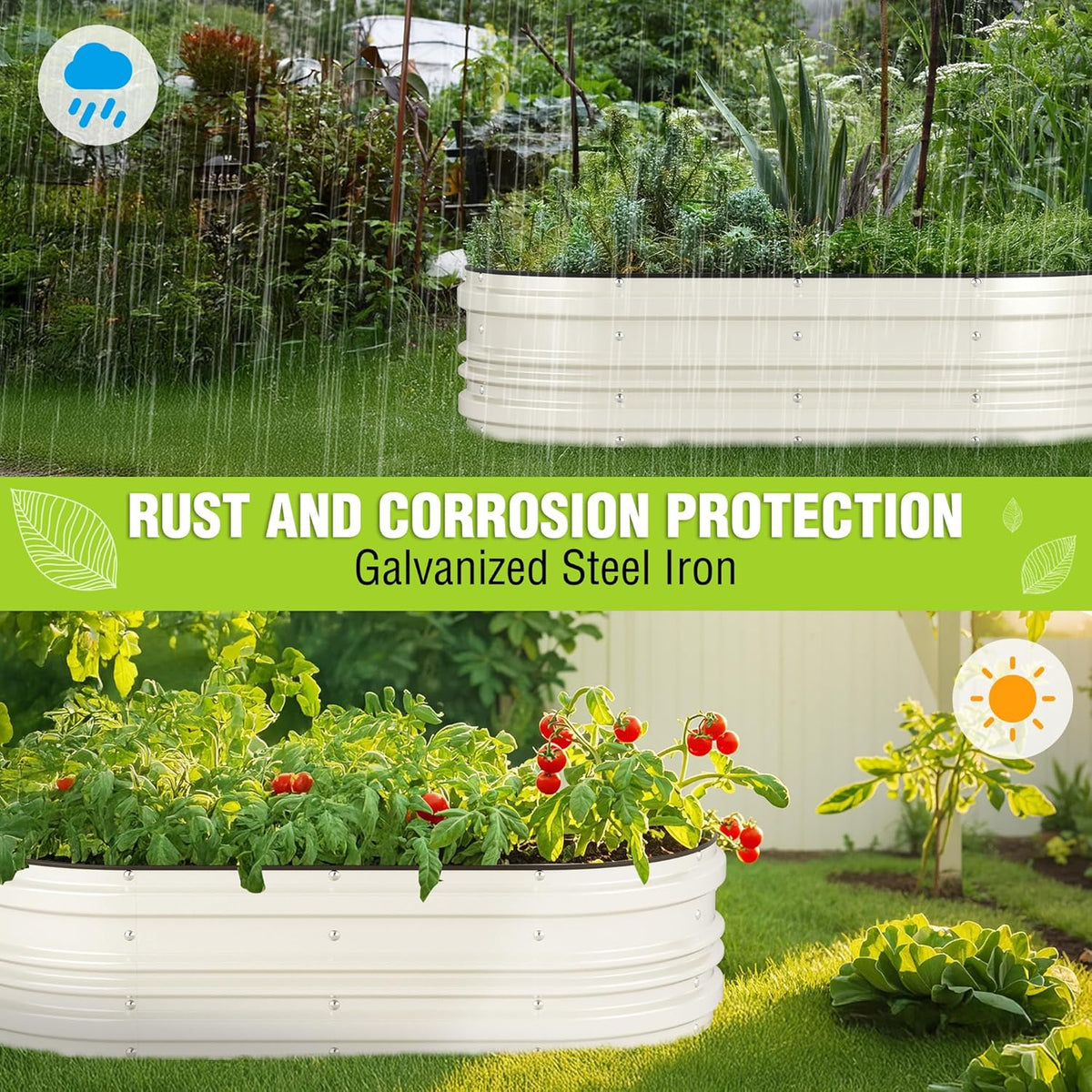 WORKPRO 4x2x1ft Galvanized Raised Garden Bed Set, Rust & Corrosion Protection, Easy Assembly, Safe