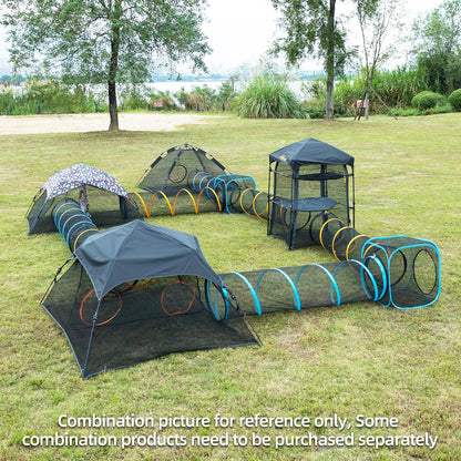 Pet Play Tunnel + Cube(with Three Ways) for Indoor and Outdoor, Kitty Play House, Cat Enclosures
