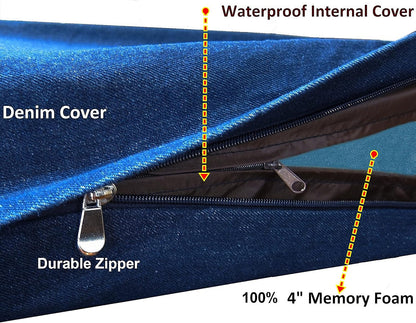 Dogbed4less Large Orthopedic Memory Foam Dog Bed for Medium to Large Dogs with Durable Waterproof