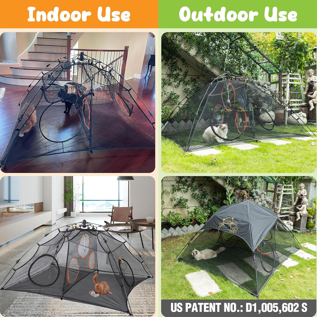 Outdoor Cat Play Tent for Indoors and Outdoors (X- Large Portable Pet House, Outdoor Cat Enclosure