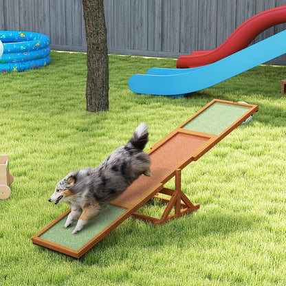 PawHut Wooden Dog Agility Seesaw for Training and Exercise, Platform Equipment Run Game Toy