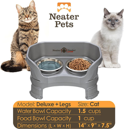 Neater Feeder Deluxe Mess Proof Cat Bowls Elevated for All Breeds – Made in USA – No Spill Raised