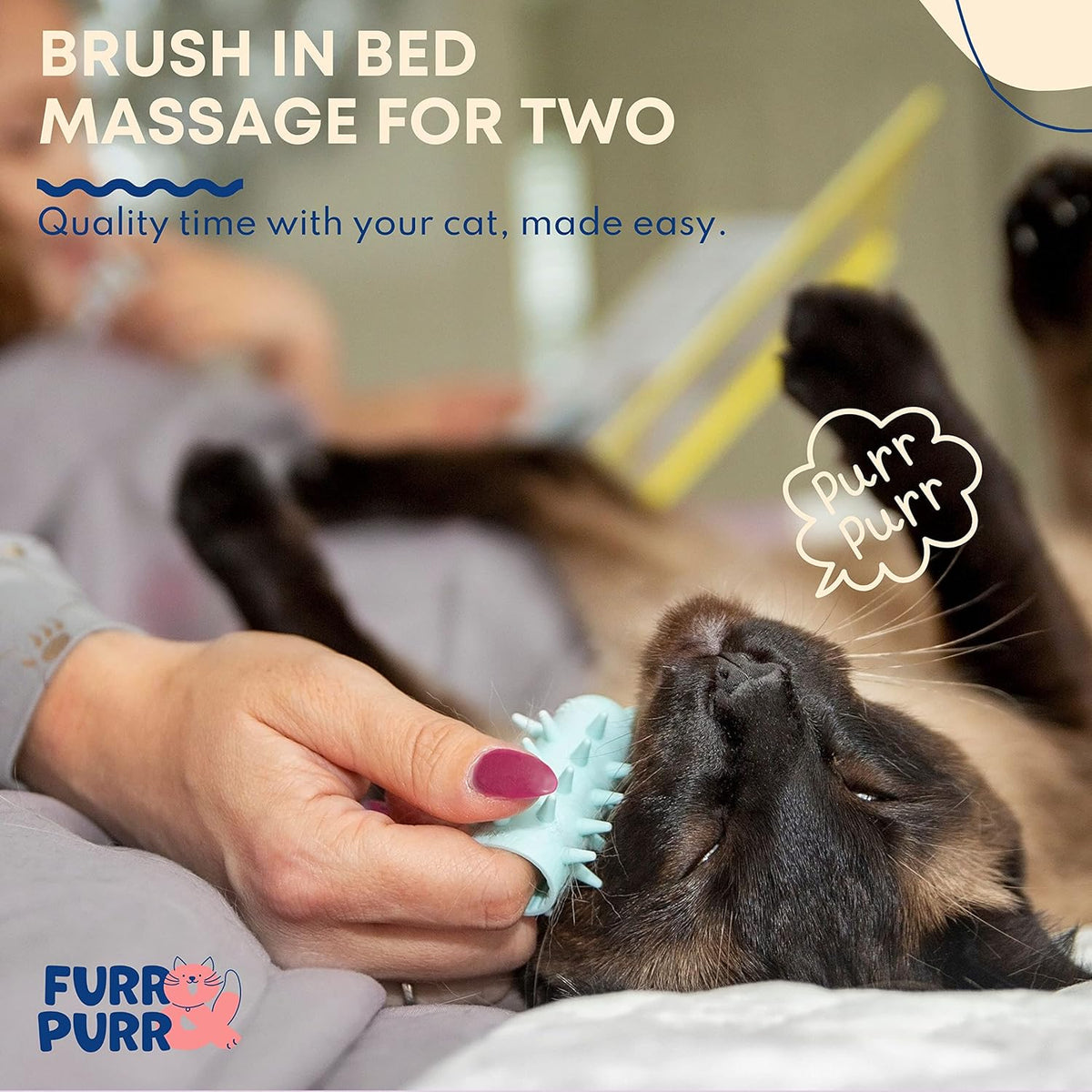 Furr&Purr Cat Brush Set for Indoor Cats - Grooming Tools: Face Scratcher, Calming Massager, and