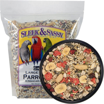 SLEEK & SASSY Garden Large Hookbill Parrot Food for Large Conures, Amazons, African Greys