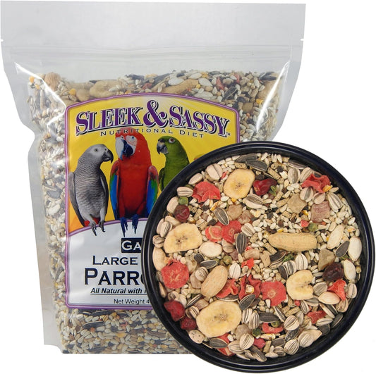 SLEEK & SASSY Garden Large Hookbill Parrot Food for Large Conures, Amazons, African Greys