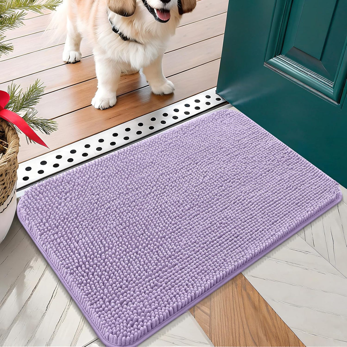 OLANLY Dog Door Mat for Muddy Paws 24x16, Absorbs Moisture and Dirt, Absorbent Non-Slip Washable