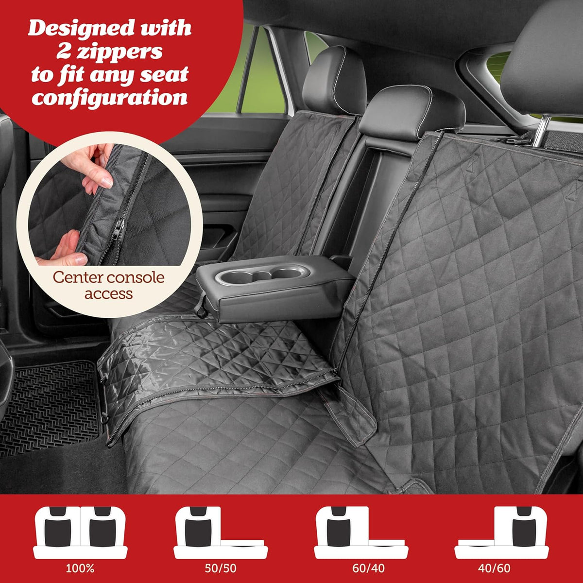 Lusso Gear Dog Car Seat Cover for Back Seat - 100% Waterproof - Full Protection from Mud