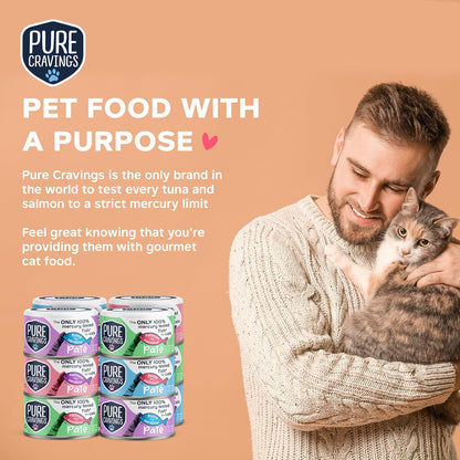 Pate, Canned Wet Cat Food, 100% Mercury-Tested, Moist Can Fish, Grain-Free Protein, Non-GMO