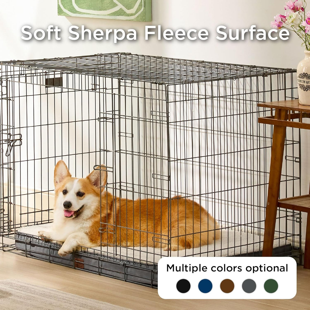 Bedsure Large Dog Bed for Crate - Orthopedic Flat Pet Beds with Removable Washable Cover, Egg Crate